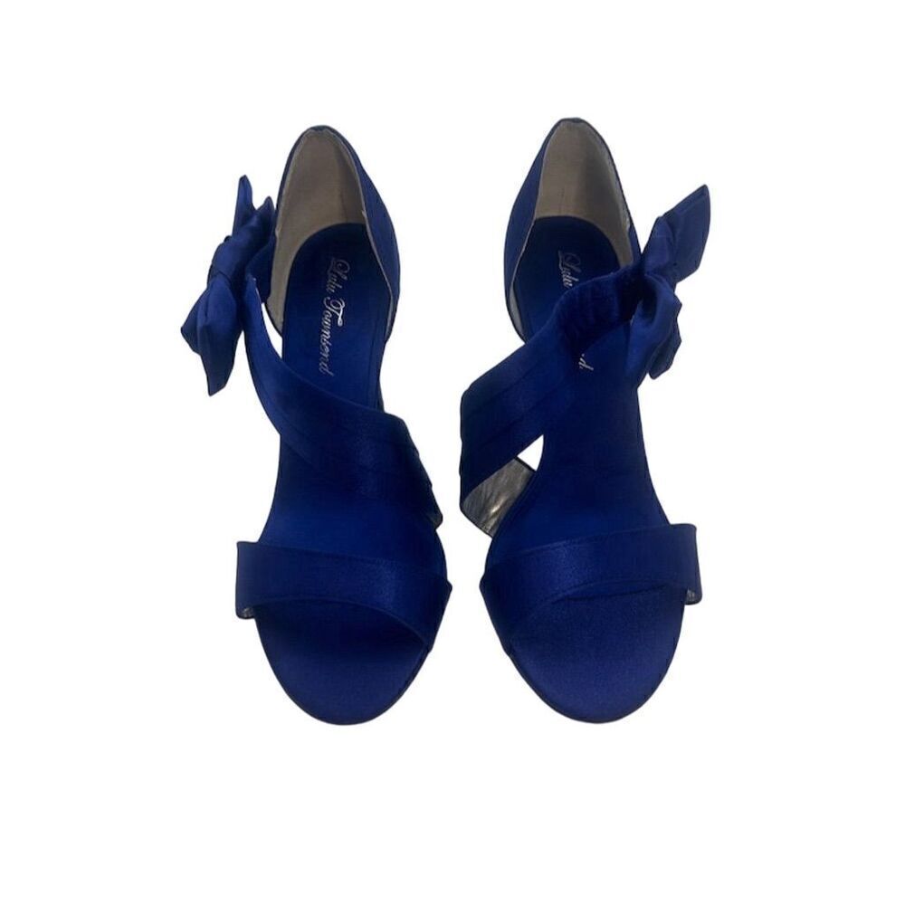 Unbranded Blue Satin Stiletto Heels Open Toe Bowknot Ankle Strap Wedding Prom